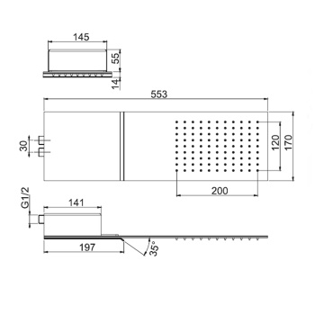 Верхний душ настенного монтажа Fima Carlo Frattini Wellness 2 режима: дождь, каскад; нержавеющая сталь, хром F2346CR