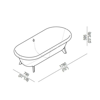 Ванна из искусственного камня Agape Ottocento 178x79 AVAS0969ZLS
