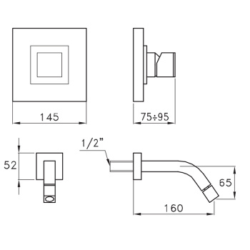 Встраиваемый смеситель для раковины Stella Bamboo Quadro 3868mc P.v. BQ 01411 CR00 хром