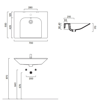 Раковина Catalano Comfort 70x55, с 1 отв, белый глянцевый 920701001