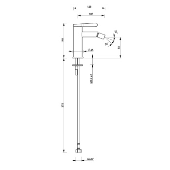 Смеситель для биде Fantini Torino на 1 отверстие, излив 10,5 см, без донного клапана хром 58 02 L908WF