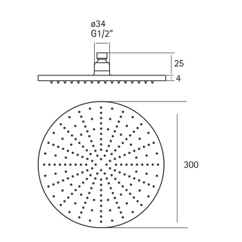 Верхний душ Cisal Xion D300 мм, нержавеющая сталь (без держателя) DS016420D1