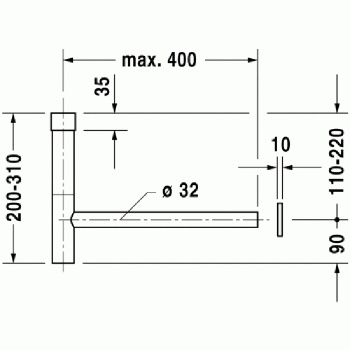 Duravit Сифон декоративный 1/4&amp;quot; удлиненный для донного клапана, цвет чёрный матовый