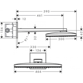 Верхний душ встраиваемый hansgrohe Rainmaker Select 460 2jet EcoSmart 24015400 белый/хром