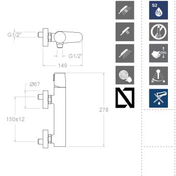 Смеситель для душа Ramonsoler Tzar с душевым комплектом 340801TR