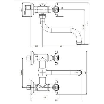Смеситель для кухни Fima Carlo Frattini Kitchen настенный, Elizabeth, золото F5086OR