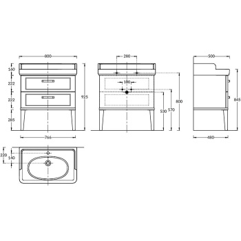 Тумбанапольная сящикамибелая глянцевая Kerama Marazzi Pompei PO.M.80.2\WHT белая глянцевая