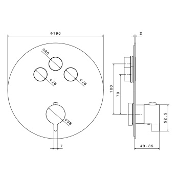 Смеситель для душа термостат Newform Xt на 3 источника, переключение - кнопки, для 27752, хром 70404E.21.018