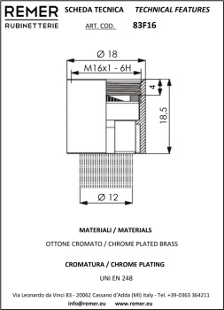 Аэратор Remer смесителя для раковины 83F16