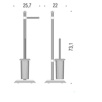 Стойка с аксессуарами Colombo Hermitage 73см туалетный ерш, держатель для туалетной бумаги, хром/матовое стекло B3318.CR