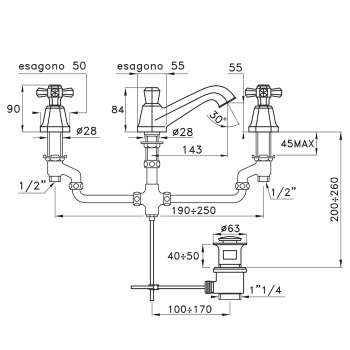 Смеситель для раковины Stella Eccelsa 3224p EC 00013 AU00 золото