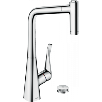Смеситель для кухни hansgrohe Metris Select M71, 320 Eco, 2jet, sBox 73827000 на 2 отверстия, с вытя