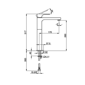смеситель для раковины Cisal Cubic CU0045412F никель