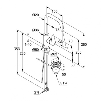 Смеситель для раковины Kludi Pure&solid 340250575 хром