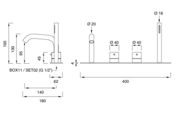 Смеситель для ванны CЕА Design Milo360 MIL 28 L с термостатом сталь