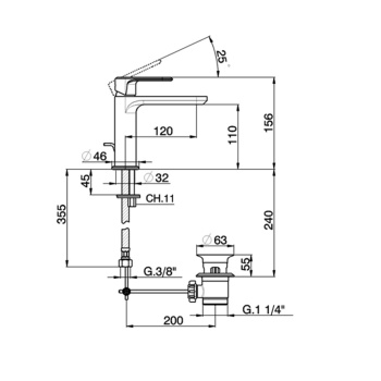 Смеситель для раковины Cisal Lineaviva LV0005102F никель