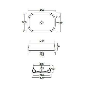 Раковина накладная Simas Sharp SH08 navy matt 60 см синий