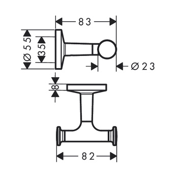 Axor Universal Circular Крючок двойной, подвесной, цвет: хром 42812000