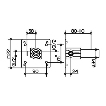 Встраиваемая часть Keuco Ixmo 59547000170 для быстрого монтажа изделий с подводкой