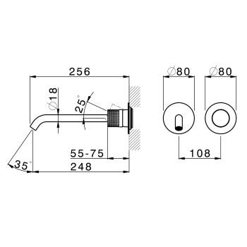 Смеситель для раковины встроенный Cisal X32 X1005511D1 нержавеющая сталь