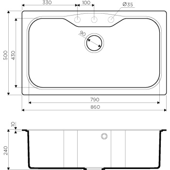Мойка кухонная Omoikiri Maru 86-BL чёрный 4993138