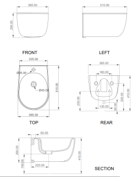 Биде подвесное GSG Ceramic Design Hit! HIBISO002 черный глянцевый
