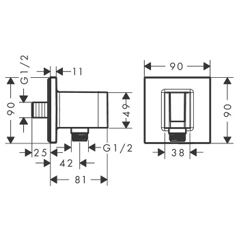HG Шланговое подключение hansgrohe FixFit Porter E с держателем для душа, цвет: хром