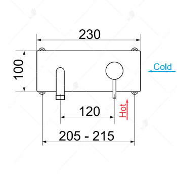 Смеситель с изливом встраиваемый RGW Shower Panels SP-45-10B 21140545-03