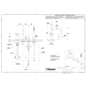 Смеситель на борт ванны Ritmonio Diametro35 Cross хром PR53EG202CRL