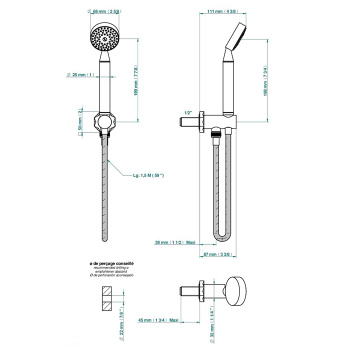 Душевой комплект с ручным душем THG Nihal Porcelaine Ivoire U2N-F30-54 soft gold