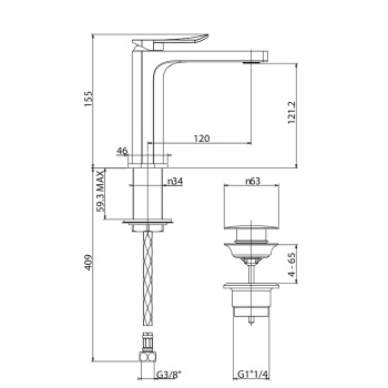 Смеситель для раковины Gattoni Soffio 8140/81NO click-clack, черный
