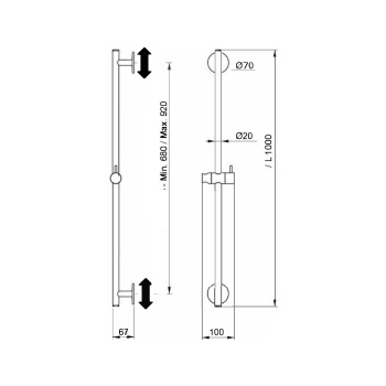Душевая штанга Almar 100 с шлангом и ручным душем, хром E087075.CR