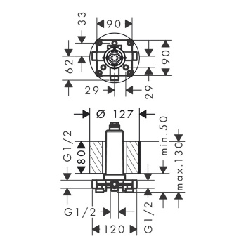 HG Rainmaker Скрытая часть верхнего душа с потолочным подсоединением