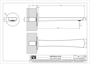 Излив Gessi Ventaglio 72102.727 Brass Brushed PVD