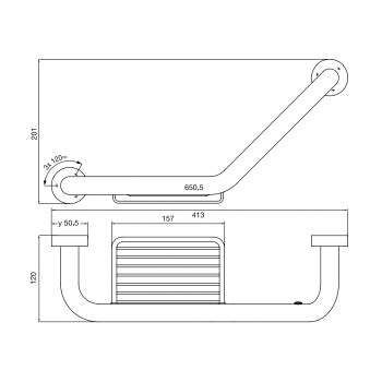 Поручень изогнутый Emco Rondo2 с полочкой-решеткой, 413мм, хром 4571 001 00