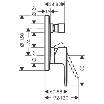 Смеситель для ванны hansgrohe Vernis Blend 71467000 хром