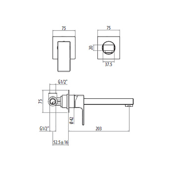 Смеситель для раковины встраиваемый Gattoni Kubik 2537/25BO белый
