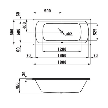 Стальная ванна Laufen Pro 180x80 2.2795.0.000.040.1