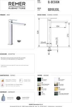 Смеситель для раковины Remer Q-design QD10LXXL хром