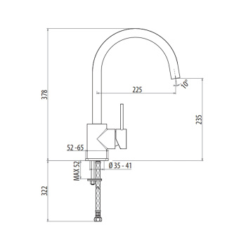 Смеситель для кухни Gattoni Oval на 1отверстие,однорычажный, с поворотным изливом, хром 2966/29C0