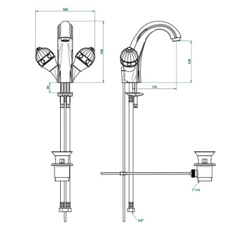 Смеситель для раковины THG Amboise Jaspe Rouge A1L-F01-2155 полированное золото