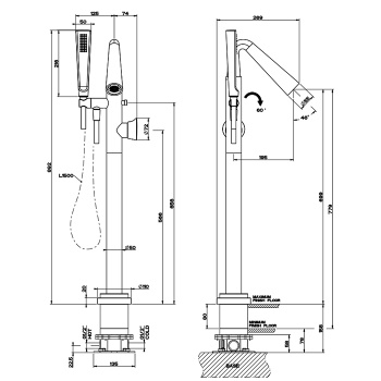 Смеситель для ванны Gessi 45028.706 Black Metal PVD
