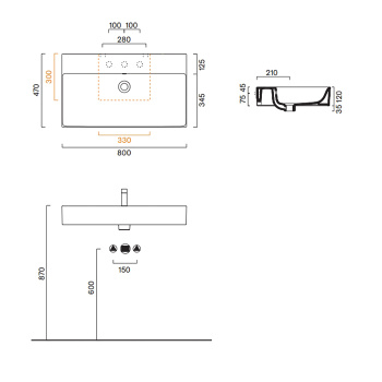 Раковина Catalano Premium 80x47, с 1 отв, черный матовый 220801022