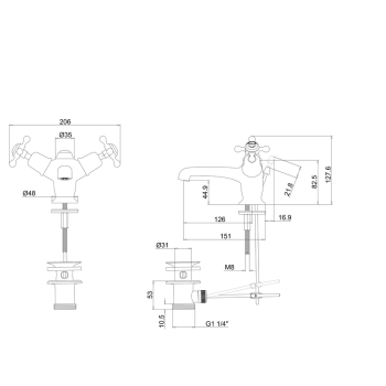 Ручки для смесителя Burlington никель ARCHSN