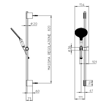 BOSSINI APICE Комплект для душа с штангой, ручным душем APICE Ø 140 и шлангом 1500 мм., цвет