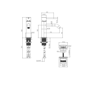 Смеситель для раковины Bossini Teo M Z00701.043 золото