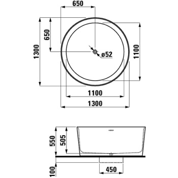Ванна из искусственного камня Laufen Val 130x130 2.3128.2.000.000.1