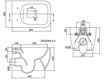 Унитаз подвесной Scarabeo Teorema 2.0 5126TW/B49