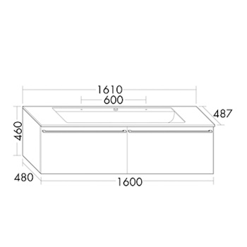 BurgBad Bel База подвесная с  умывальником из минер литья 161х48.7х46см, 2 выдв ящика,ручки профиль, цвет: кашемировый дубовый F2168 с зеркалом с подсветкой SIEE160