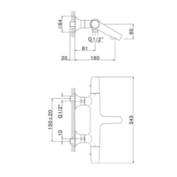 Термостатический смеситель для ванны Cisal Vita хром VIT2101021